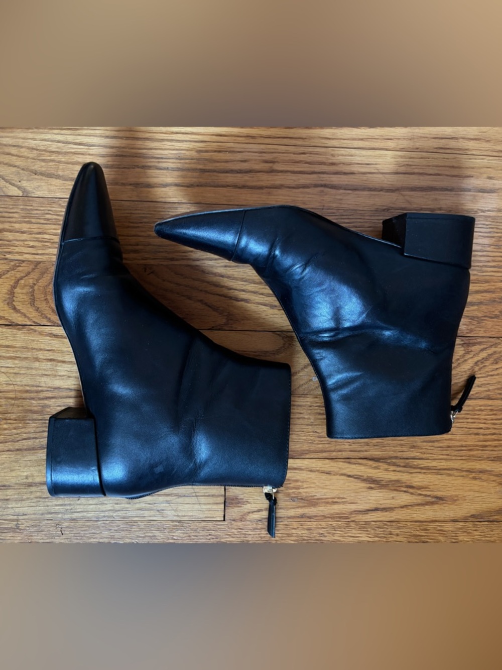 J. Crew Womens Cap Toe Black Leather Ankle Boots- size 8 - Picture 7 of 8
